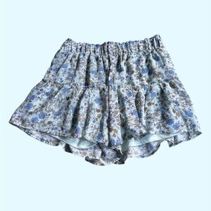 Forever 21 High Waist Blue and Brown Flowy Shorts